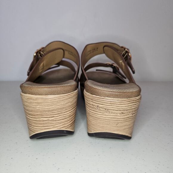 PATRIZIA Women's Size 7 Shaniho Slide Sandal Wedges Brown with Gold Buckle New - Picture 2 of 6